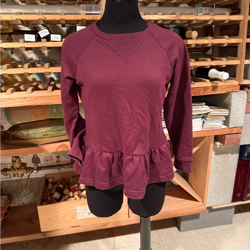 Forever‎ 21 Maroon Peplum Sweatshirt